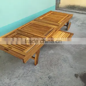 LOWEST PRICE - Acacia Sun Lounger With Table - Sun Lounger With Cushion - Pool Furniture thumbnail-2