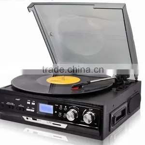 3-Speed Turntable With MP3,Cassette,SD Card,USB Player, Digital AM,FM Radio, AUX IN, Line Out Alarm CLOCK , Remote thumbnail-6