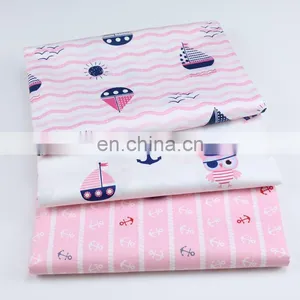 Cartoon Owl Sailing Boat Printed Cotton Print Navy Baby Summer Blanket Sleeping Children Cotton Fabric thumbnail-3