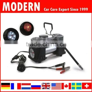12V Metal Car Double Cylinder Air Pump/auto LED Air Compressor/auto Tyre Inflator With Jump Leads thumbnail-1