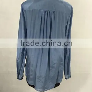 The Latest Fashion Thin Silk Long-sleeve Lady Blouse Design thumbnail-4