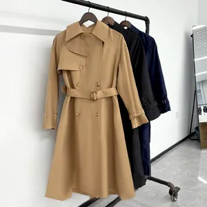 Sophisticated British-style Spring Minimalist Luxury Style Slim-Fitting Waist-Contouring Double-Button Women's Windbreaker Coat Blouse Spring Outfit thumbnail-2