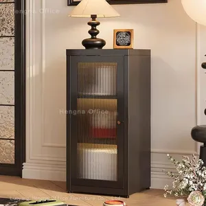 High-End Creamy White Display Cabinet for Luxury Living Room Furniture, Modern Arched Metal Bookcase With Fluted Glass Doors-OEM/ODM thumbnail-2