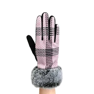 Luxury Designer Classic Wrist Warm Nylon Eco-Friendly Gloves Women Winter Daily Cycling Outdoor Accessories thumbnail-5