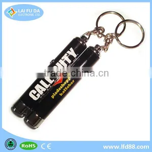 Battery Aluminum Led Projector Customed Keychain Lamp Torch Keychain With Carabiner thumbnail-2
