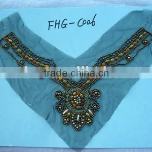 Handmade Beaded Neckline Pretty Design Beaded Applique thumbnail-1