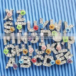 DIY 8 mm Flower Rhinestone Slide Letters for 8MM Strap .color Changeable thumbnail-1