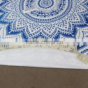 Ombre Mandala Round Beach Towel With Terry thumbnail-2