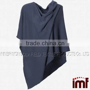 Pure Cashmere Asymmetrical Poncho Wrap thumbnail-3