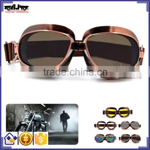 BJ-GT-013 Smoke Copper Frame Color Lens Motocross Goggles Glasses Fog Motorcycle Goggle for Harley thumbnail-1