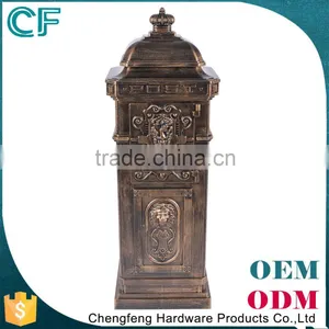 European Style Lion Decorative Free Standing Waterproof Cast Aluminum Mailbox Letter Box thumbnail-2