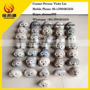 Natural River Cobble Stone Garden Owl thumbnail-1