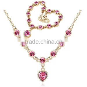 Girlfriend Heart Pendant Necklace and Beads Bracelet African Jewelry Sets thumbnail-3