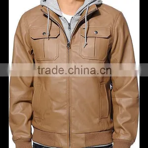 Leather Bomber Jacket Brown Color thumbnail-1