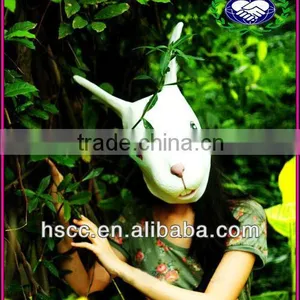 Adult Full Head Rubber Animal Mask Bunny Rabbit White thumbnail-1