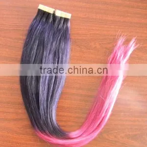 Express Ombre Two Tone Colored, Straight, Chinese Double Sided Tape Hair Extensions thumbnail-1