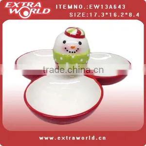Christmas Ceramic Dip Tray With Snowman Toothpick Holder thumbnail-1