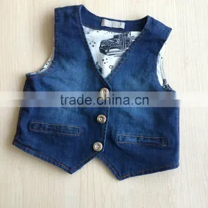 OEM Service Children Denim Waistcoat Blue Hot Sale Kids Soft Waistcoat thumbnail-1