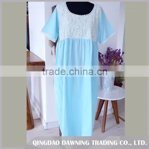 Factory Price Blue Cotton Nightgown Sleepwear thumbnail-1