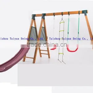 2014 New Outdoor Wooden Swing Set B With Slide thumbnail-1