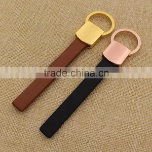 Custom Concise Gold Leather Keychain/blank Rose Gold Key Chain Leather Supplier's Choice thumbnail-3