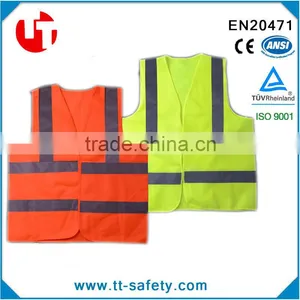 EN471 Adult Security Protection Orange Yellow Reflective Strips Safety Warning Vest Jacket Clothing thumbnail-1
