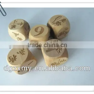 Hot Stamped Wood Dice Bulk Natural Dice 18mm thumbnail-1