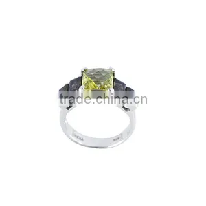 925 Sterling Silver Lemon Quartz & Smoky Quartz Gemstone Ring Jewelry thumbnail-1