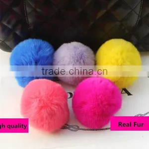 Dye Fur Pompoms / Real Rex Rabbit Fur Pom Pom Wholesale / Fur Pom Keychain thumbnail-3