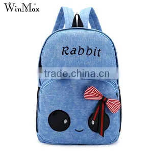 Korean Style Canvas Backpack Bag for Girls Bowknot Travel School Bag thumbnail-1