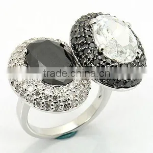 925 Silver Wholesale Black White Ring thumbnail-1