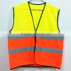 High Visibility Neon Yellow Orange Safety Vest With Reflective Strips 3M In Large Stock For Chile thumbnail-2