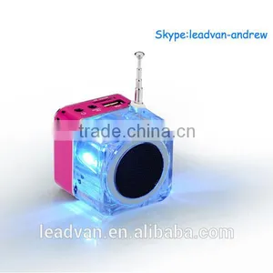 Top Sale Support USB TF FM Radio Multimedia Colorful Flash Crystal Music Cube Sound Box thumbnail-1