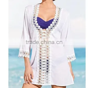 Women Fashion Hollow Out Embroidered Attractive Bikini Beach Holiday Blouse thumbnail-2