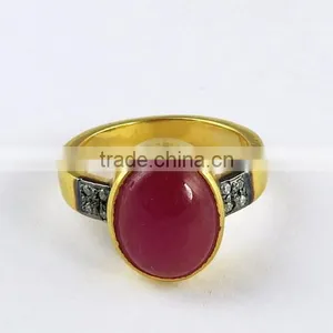 Lavender !! Gold Plated Ruby & CZ 925 Sterling Silver Ring, Wholesale Silver Jewelry, Indian Jewelry Manufacturer thumbnail-2