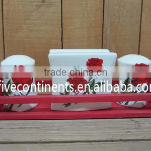 Ceramic Napkin Holder With Salt and Pepper Shaker Set thumbnail-1