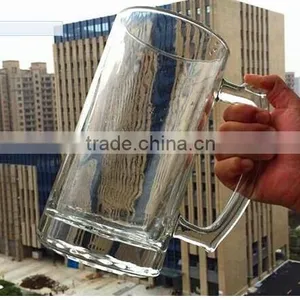 Barware Supplier Drinkingware Large Size 1.5L Glass Beer Mug With Handle thumbnail-2