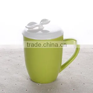 400ml 14oz Ceramic Coffee Mug With Lid Solid Color Tea Cup With Cover Solid Color Factory Directly Sale thumbnail-4