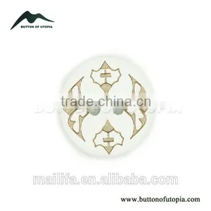 White 2 Holes Figure Logo Laser Engraved on Wood Button thumbnail-1