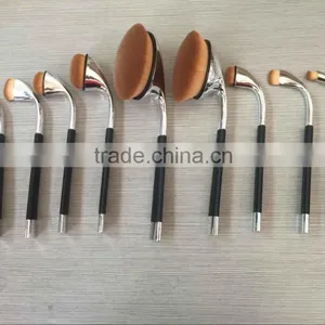 Silver / Gold New Arrival Hot Sale 9pcs Golf Brushes Oval Makeup Brush thumbnail-5