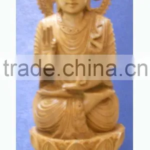 God Buddha Statue Wooden Handicraft Artisan Buddhism Sculptural Decor Gift Carving Handmade Sandalwood Artisan thumbnail-1