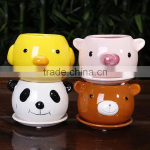 New Design Cartoon Ceramic Succulent Animal Shape Garden Planter thumbnail-1