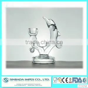 Wholesales Lead Free Crystal Glass Dolphin Decorative Candle Holder With SGS/CIQ Certification thumbnail-1