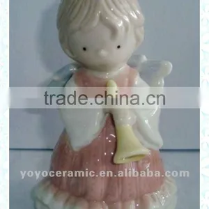 Ceramic Angel With Horn Ornament thumbnail-1