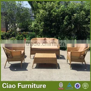 1+1+2 Yellow Rattan Sitting Sofa Chair Outdoor Sofa Set thumbnail-1
