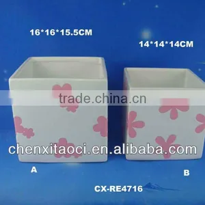 Unique Hand Painted Flower Glazed Ceramic Shoe Flower Pot Planter thumbnail-1