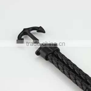 Unisex Fashion Braided Leather Cord Wrap Antique Anchor Bracelets thumbnail-4