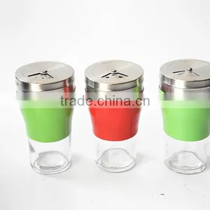 Colorful Glass Condiment Bottle With Rotating Hole Lid Metal Cover thumbnail-4