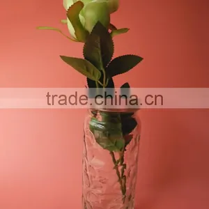 Clear Relief Pillar Glass Flower Pot thumbnail-3