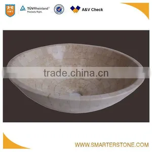 Cheap Chinese Cream Travertine Mosaic Basin Stone Basin for Decorating thumbnail-1